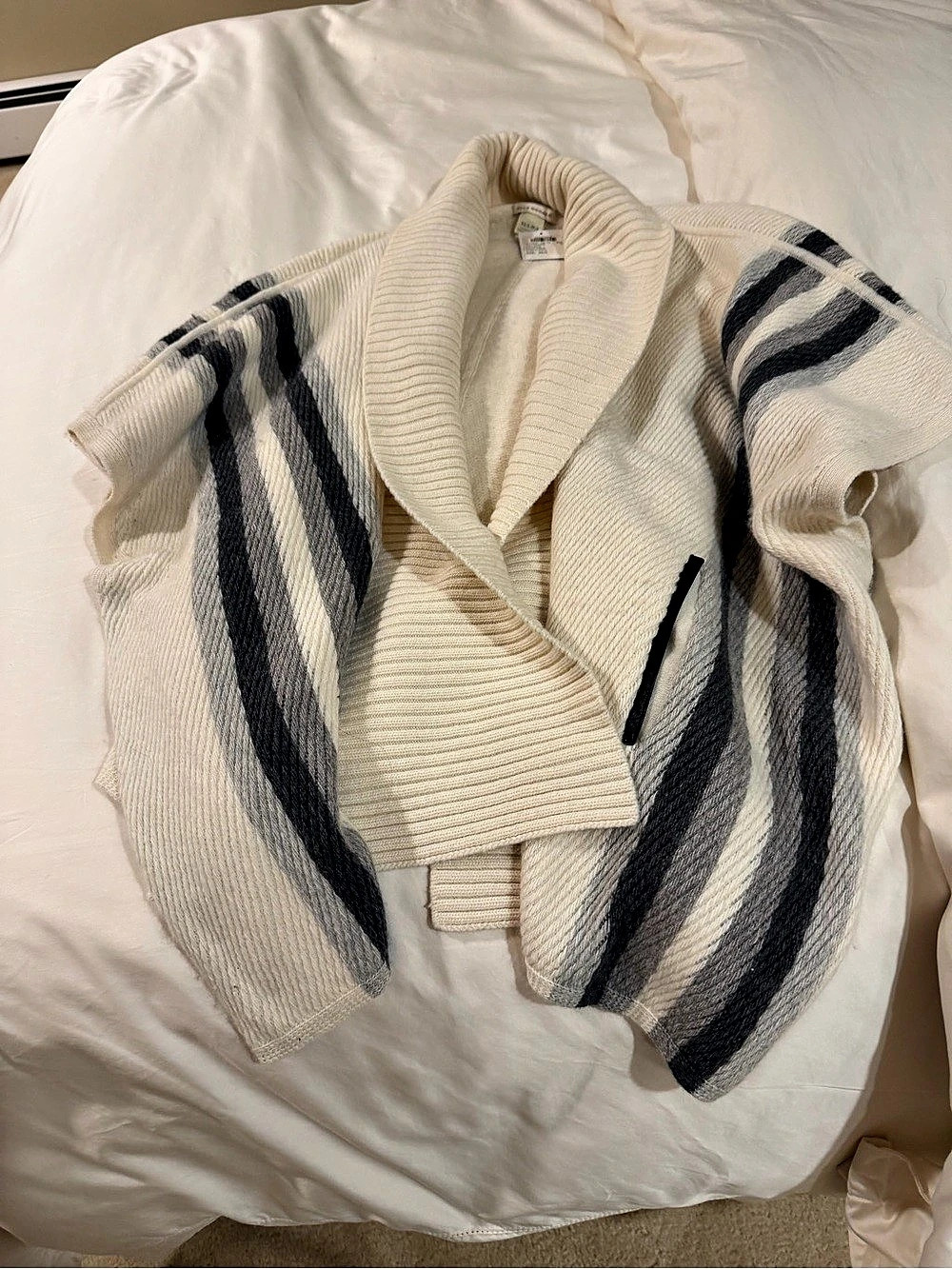Club Monaco Striped Cardigan in Cream & Black